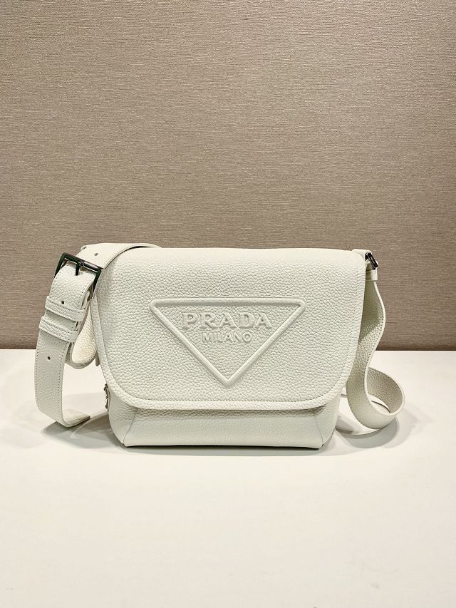 Prada original calfskin small shoulder bag 2VD056 white