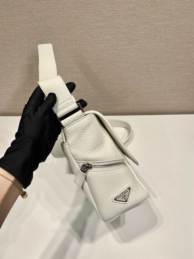 Prada original calfskin small shoulder bag 2VD056 white