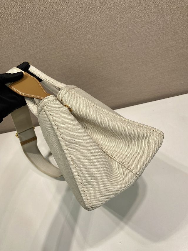 Prada original canvas jardiniere medium handbag 1BG554 white