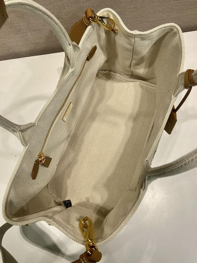 Prada original canvas jardiniere medium handbag 1BG554 white