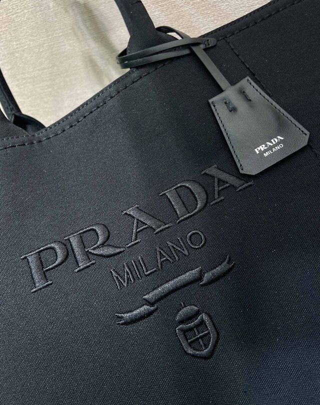 Prada original canvas jardiniere large handbag 2VG131 black