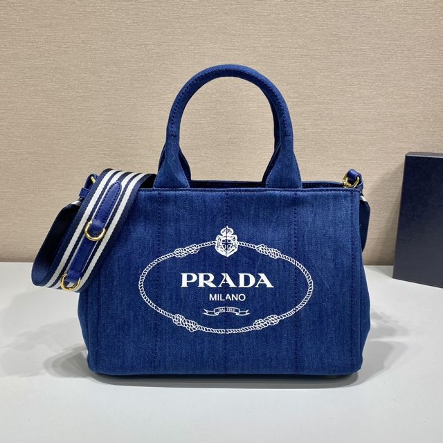 Prada original canvas jardiniere medium handbag 1BG439 blue