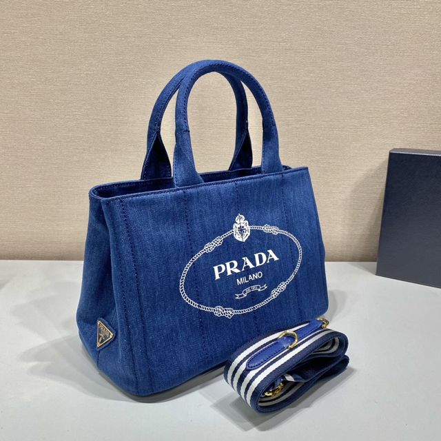 Prada original canvas jardiniere medium handbag 1BG439 blue