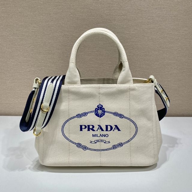 Prada original canvas jardiniere medium handbag 1BG439 white