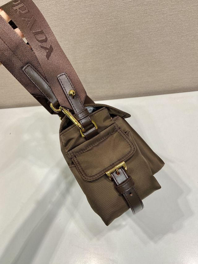 Prada original nylon explore medium shoulder bag 1BD394 sienna