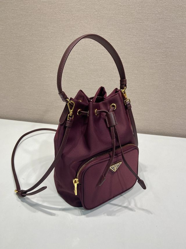 Prada original nylon mini backpack 1BH038 burgundy
