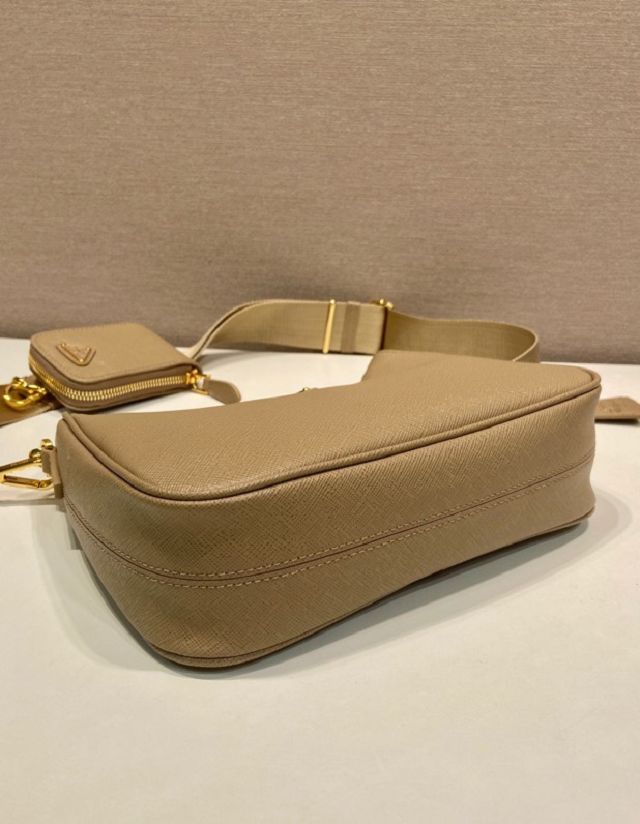Prada original saffiano calfskin re-edition 2005 hobo bag 1BH204 apricot