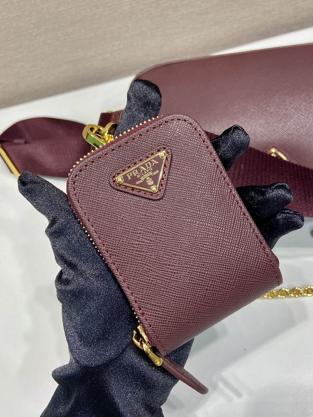 Prada original saffiano calfskin re-edition 2005 hobo bag 1BH204 burgundy