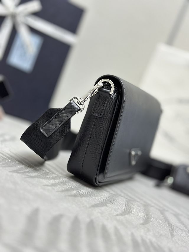 Prada original saffiano calfskin small shoulder bag 2VD059 black