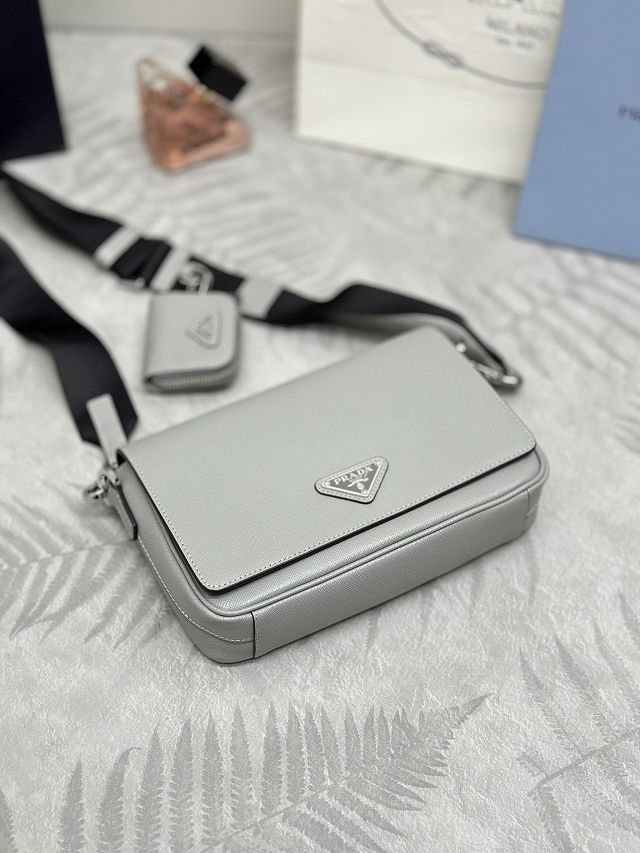 Prada original saffiano calfskin small shoulder bag 2VD059 grey