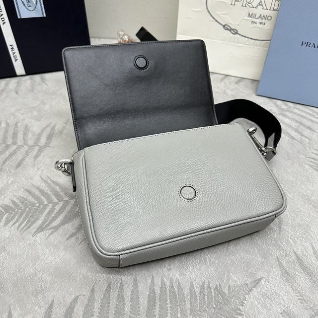 Prada original saffiano calfskin small shoulder bag 2VD059 grey