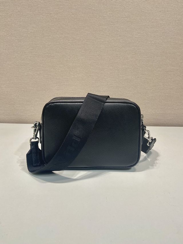 Prada original saffiano calfskin small shoulder bag 2VH170 black 