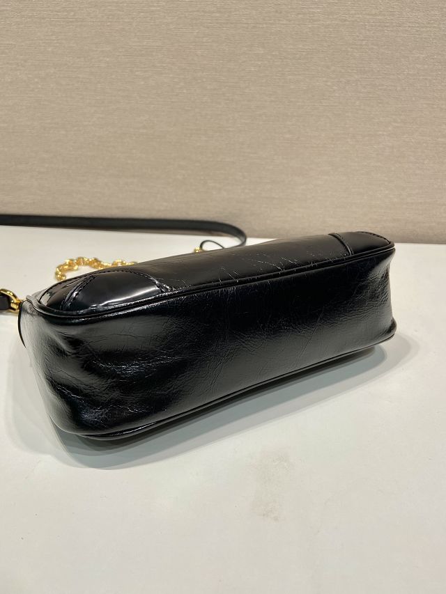 Prada original shiny calfskin re-edition mini bag 1BC204B black