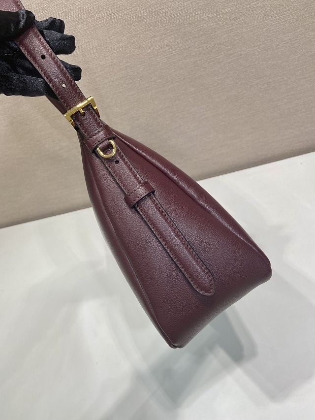 Prada original soft calfskin aimee large shoulder bag 1BC228 burgundy