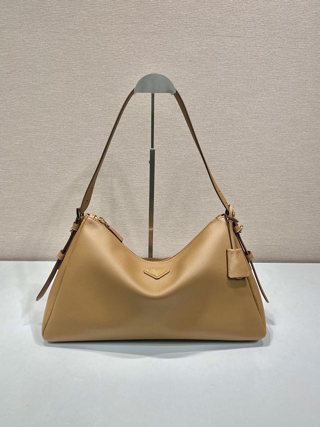 Prada original soft calfskin aimee large shoulder bag 1BC228 caramel