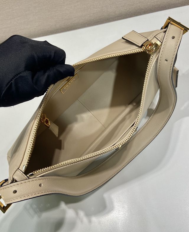 Prada original soft calfskin aimee medium shoulder bag 1BC229 beige