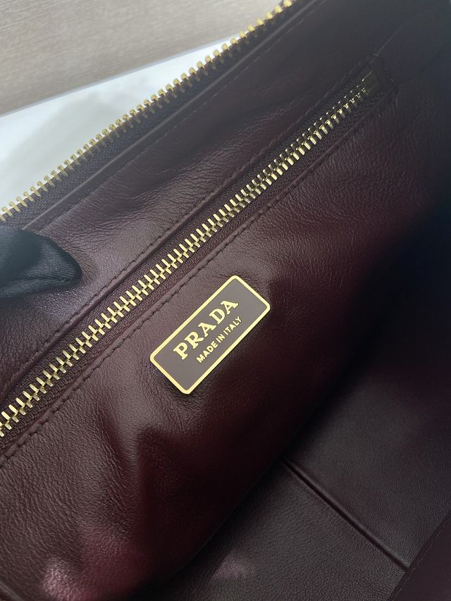 Prada original soft calfskin aimee medium shoulder bag 1BC229 burgundy