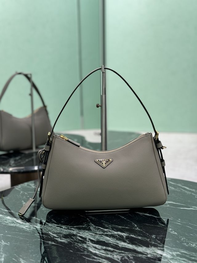 Prada original soft calfskin aimee medium shoulder bag 1BC229 grey