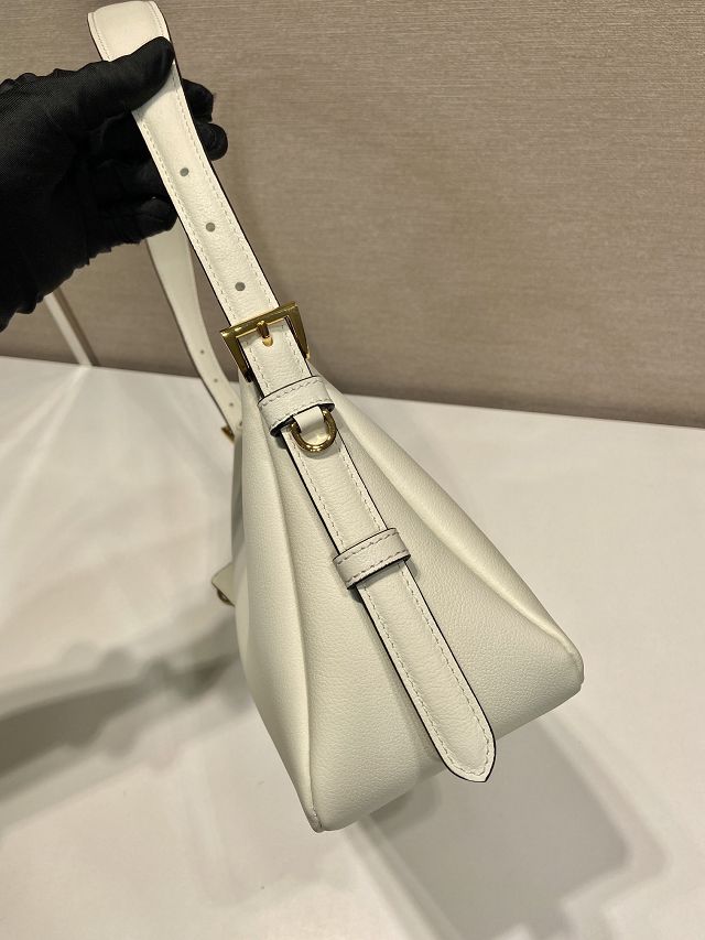 Prada original soft calfskin aimee medium shoulder bag 1BC229 white