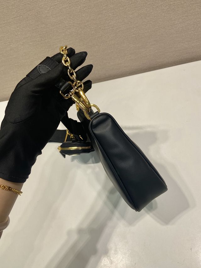 Prada original soft calfskin re-edition 2005 hobo bag 1BH204 black