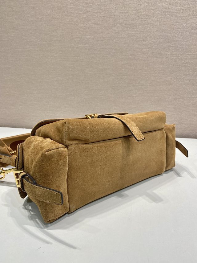 Prada original suede explore medium shoulder bag 1BD394 caramel