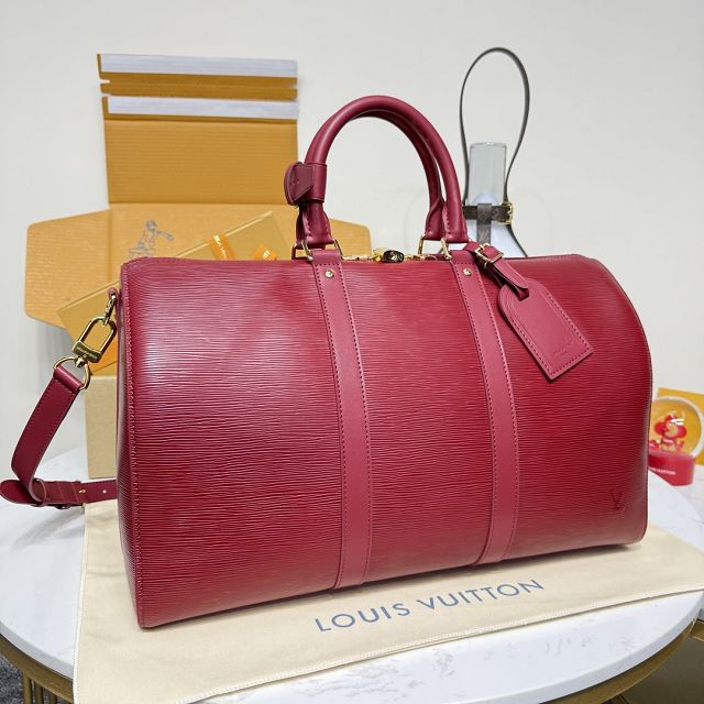 Louis vuitton original epi leather keepall 45 M15180 red
