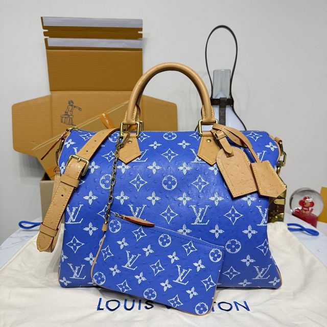 Louis vuitton original ostrich calfskin speedy P9 40 N87523 blue
