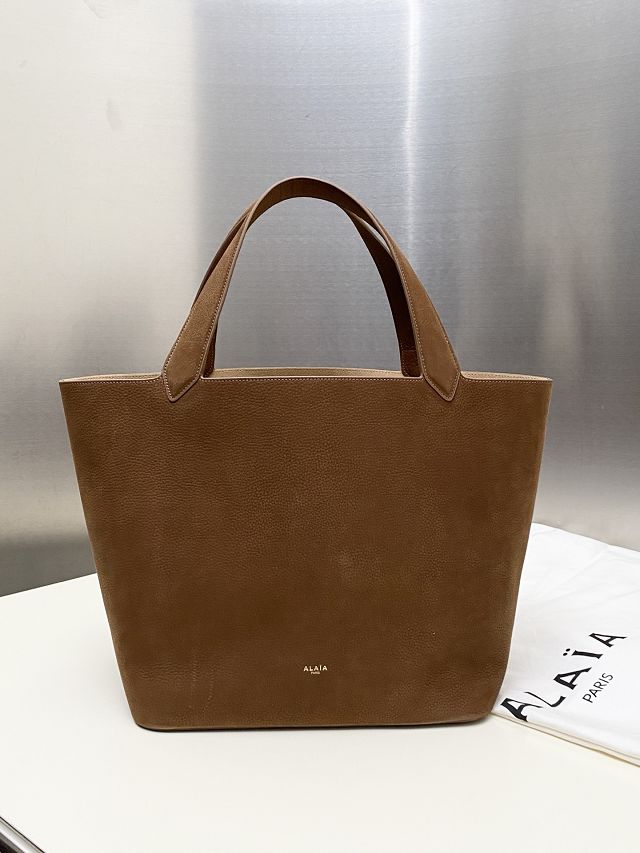 Alaia original nubuck calfskin cabas bag AL0010 brown