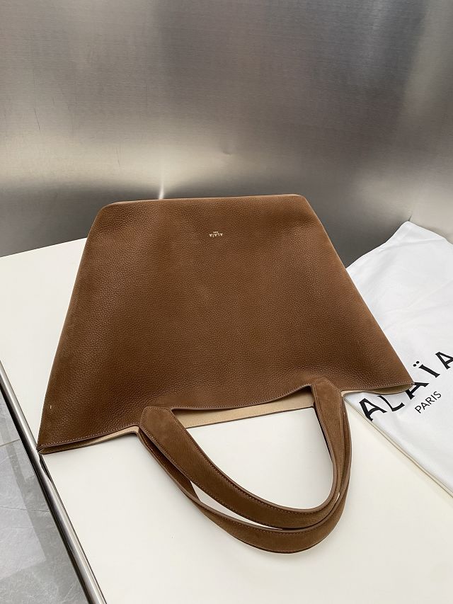 Alaia original nubuck calfskin cabas bag AL0010 brown
