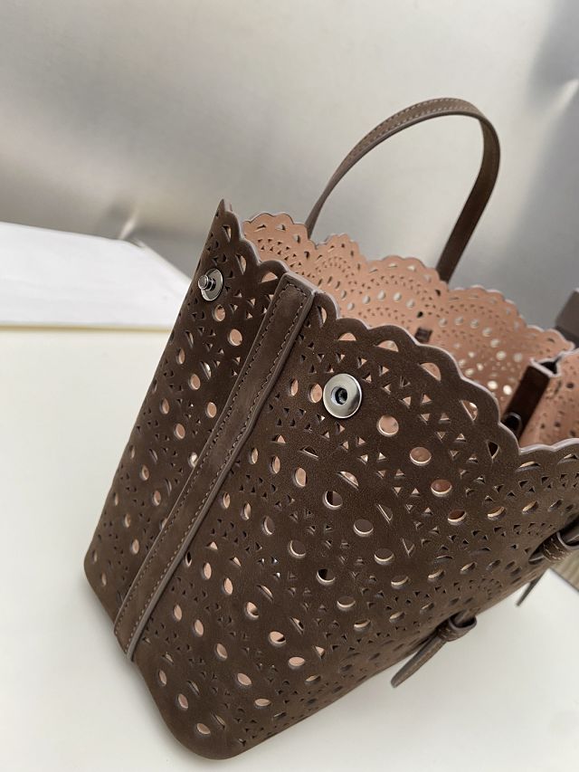 Alaia original nubuck calfskin mina 28 bag AL0002 dark brown