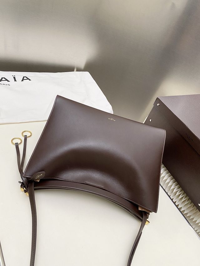 Alaia original calfskin le click medium square bag AL0018 dark brown