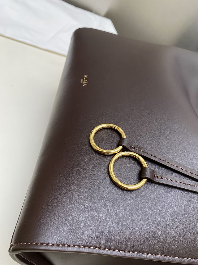 Alaia original calfskin le click medium square bag AL0018 dark brown