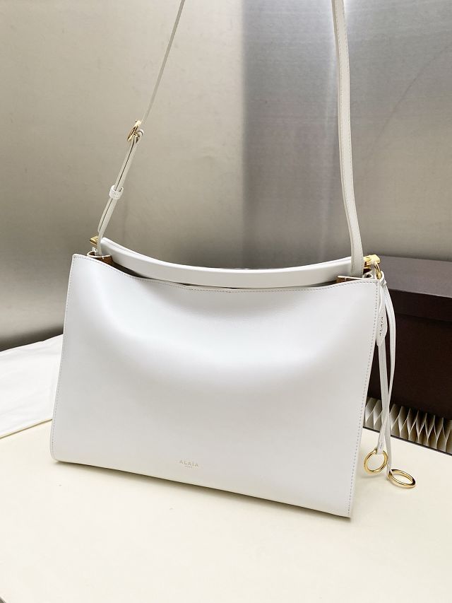 Alaia original calfskin le click medium square bag AL0018 white