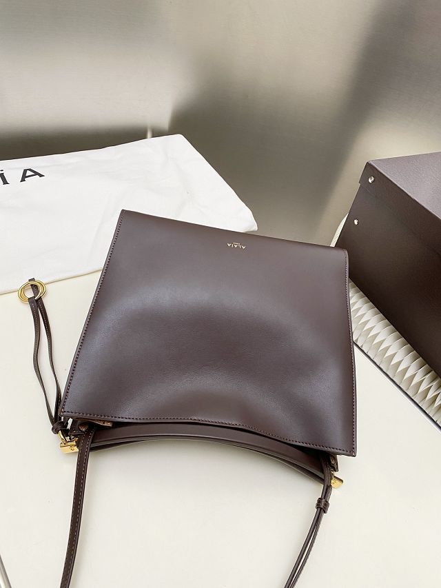 Alaia original calfskin le click small square bag AL0017 dark brown