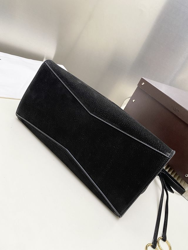 Alaia original nubuck calfskin le click medium square bag AL0018 black