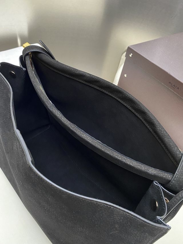 Alaia original nubuck calfskin le click medium square bag AL0018 black