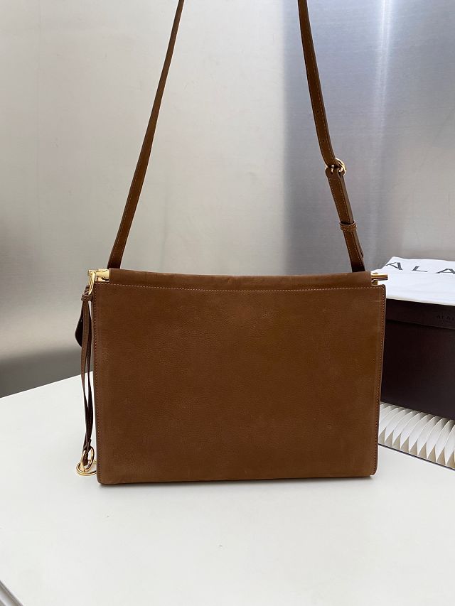 Alaia original nubuck calfskin le click medium square bag AL0018 brown