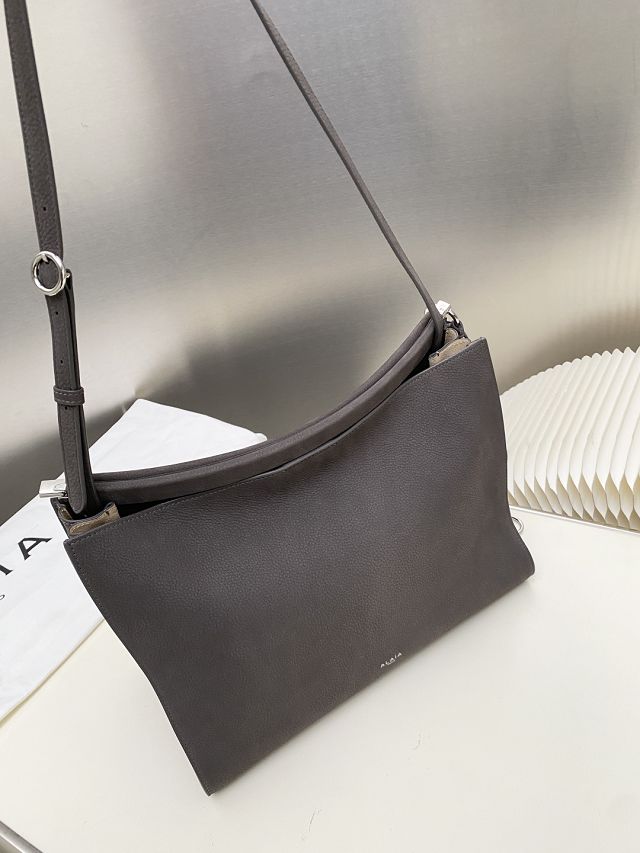 Alaia original nubuck calfskin le click medium square bag AL0018 grey
