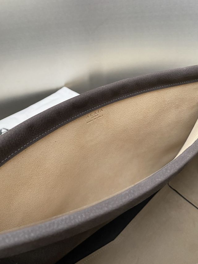 Alaia original nubuck calfskin le click medium square bag AL0018 grey