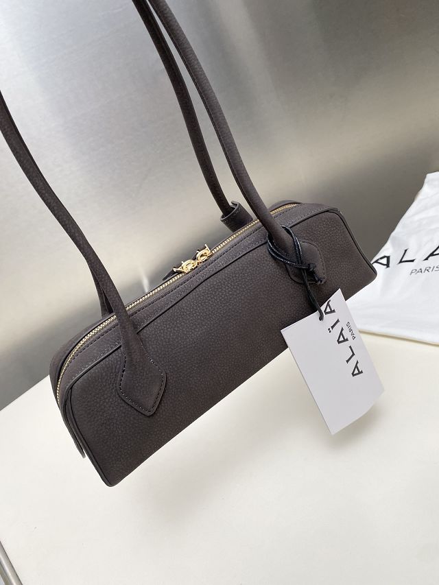 Alaia original nubuck calfskin le teckel medium bag AL0024 grey