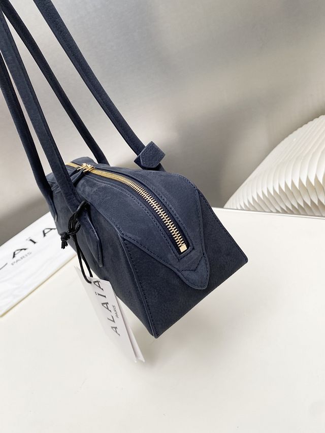 Alaia original nubuck calfskin le teckel medium bag AL0024 navy blue
