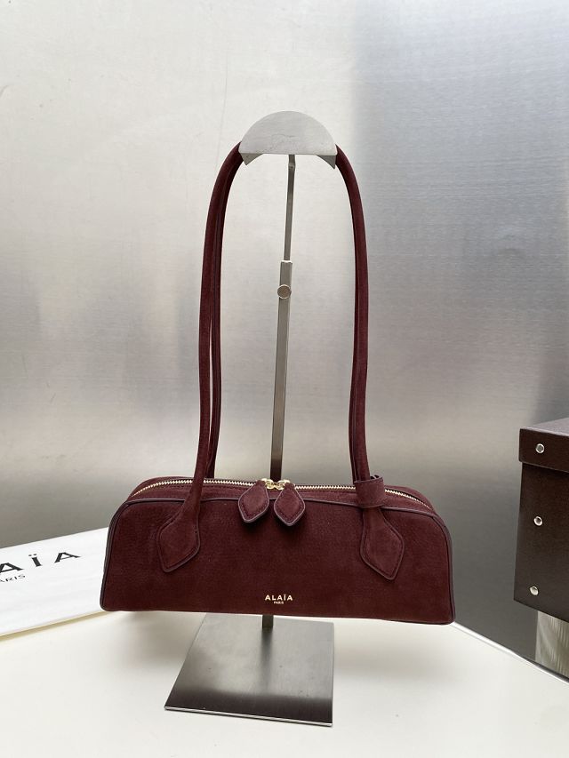 Alaia original nubuck calfskin le teckel small bag AL0023 bordeaux
