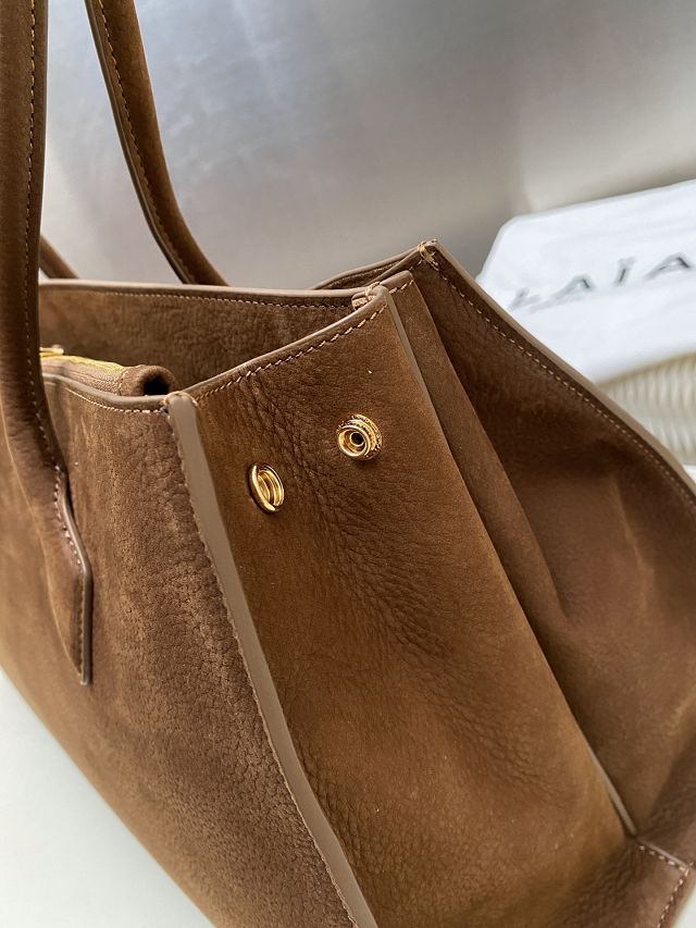 Alaia original nubuck calfskin teckel large tote bag AL0013 brown