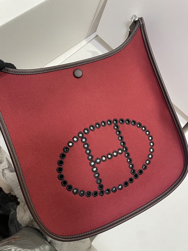 Hermes original canvas evelyne pm shoulder bag E29 bordeaux