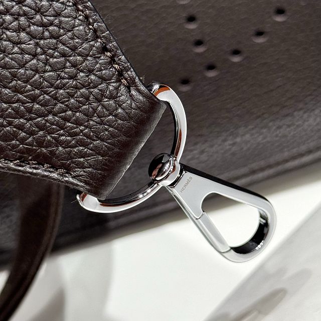 Hermes original togo leather evelyne pm shoulder bag E29 ebene