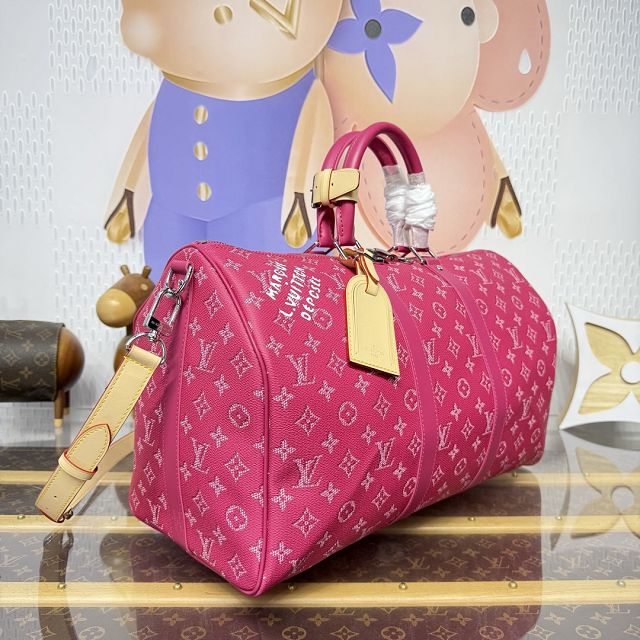 Louis vuitton monogram canvas keepall 45 M26868 rose red