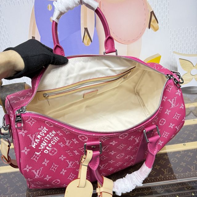 Louis vuitton monogram canvas keepall 45 M26868 rose red