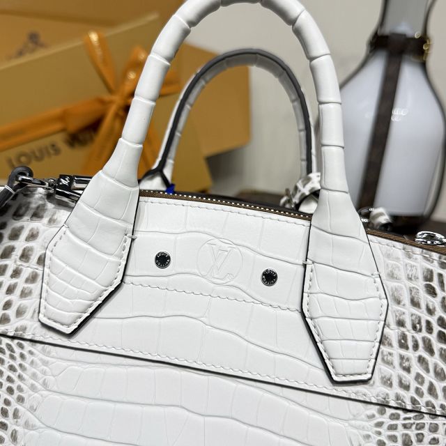 Louis vuitton original crocodile calfskin city steamer mini bag M95846 white