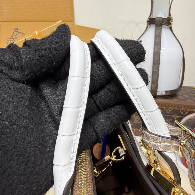 Louis vuitton original crocodile calfskin city steamer mini bag M95846 white&gold