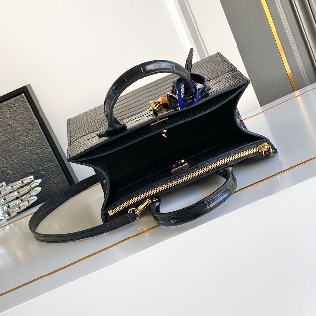 Louis vuitton original crocodile calfskin city steamer mm bag M84672 black